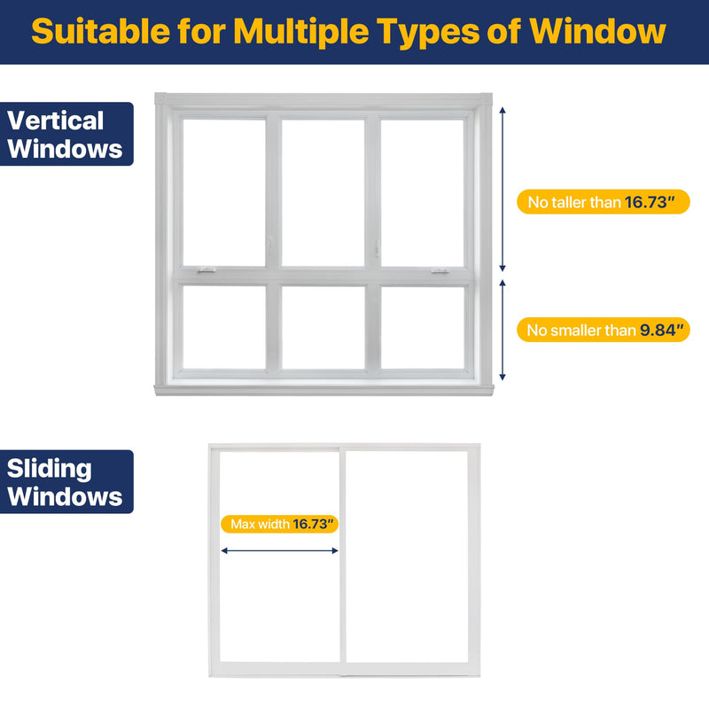 Adjustable Window Lock Bar, Shorter Window AC Security Bars for Child Safety, Window Stoppers for Small Vertical Sliding Windows/Dog Door, Extends from 9.8-16.7 in (Steel 1 Pcs) 1 Piece