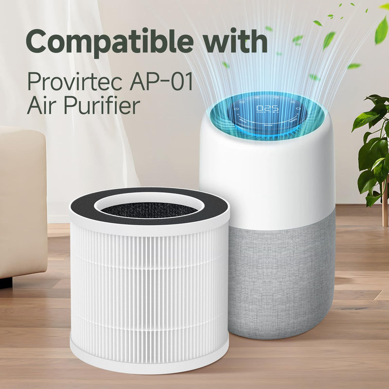 AP-01 Replacement Filter for Provirtec AP-01 Air Purifier, 2 Pack