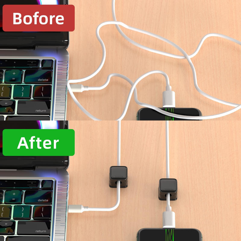12 Pack Magnetic Cord Organizer Holder,Strong Adhesive Desk Cable Management Easy Open,Organize Phone Charging Cords Wire Holder Organizer Neatly for Home,Office,Car,Desk,Nightstand-Black 12Pack Black
