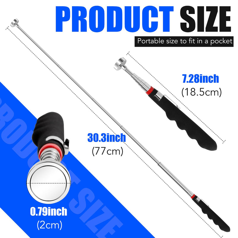 2PCS Telescoping Magnetic Pickup Tool with 40lb Pull Force, 30in Telescopic Strong Magnet Sticks, Non-Slip Long Extendable Magnet Pickup Tools, Magnetic Nail Picker Upper