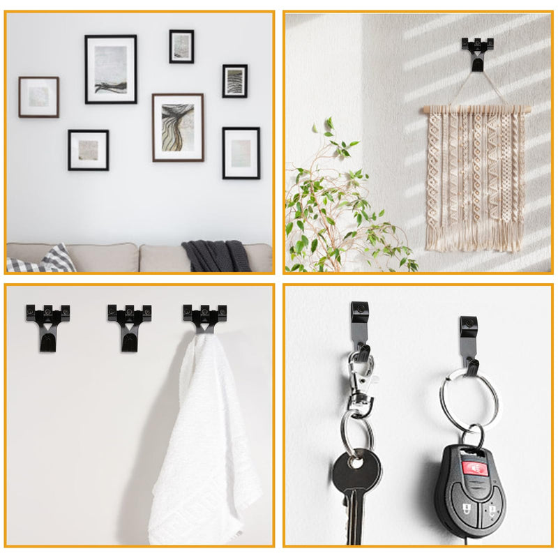 KURUI Picture Hangers, 385Pcs Picture Hanging Kit with Heavy Duty Picture Hanging Hooks, Sawtooth, Hardware Nails and Picture Hanging Tool, Wall Hangers for Frame, Painting, Art, Photo (Black) Black