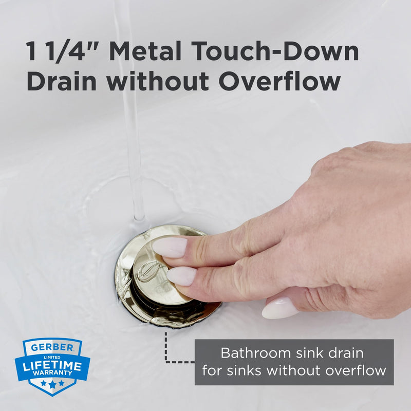 Gerber 1-1/4 in. Touch-Down Bathroom Sink Drain Without Overflow Polished Nickel
