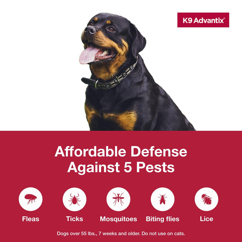 K9 Advantix Flea, Tick & Mosquito Prevention for Dogs Over 55 lbs. | Flea Drops for Extra Large Dogs | Apply Monthly | 4 Treatments (Pack of 2) 4 Dose (Pack of 2)