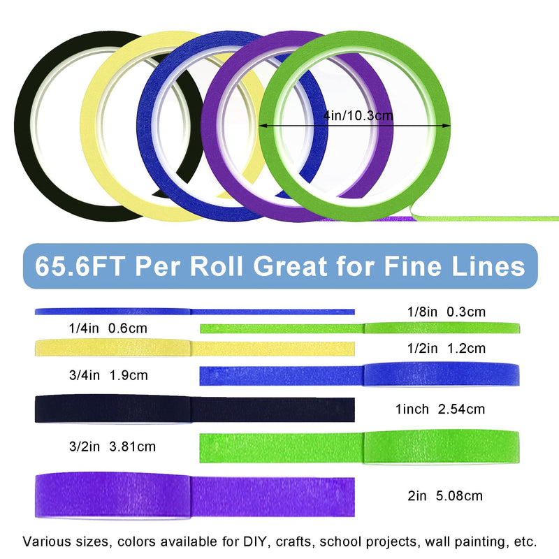 Thin Painters Tape 1/8, 1/4, 1/2 inch Width Painter Tape Paint Tape Masking Tape Pinstriping Tape, DIY Art TapeSmart Selection, 3" Large Core… 1/8"x 8rolls Green