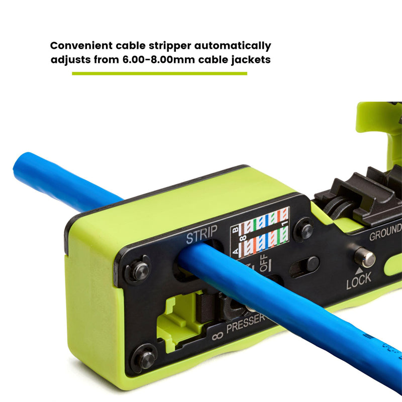 trueCABLE Crimp Tool for Pass Through RJ45 - All-in-One Ethernet Crimper, Cutter, Stripper - Works with Cat5e, Cat6, Cat6A Shielded and Unshielded Connectors trueCRIMP_V3