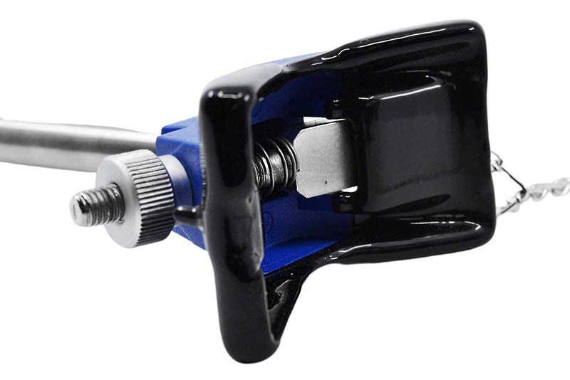 EISCO Clamp, 8 Inch with Chain, 19 Inch - With Stainless Steel Rod - Ideal For Beakers, Bottles and Flasks