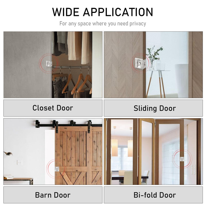 HOME MASTER HARDWARE Privacy Pocket Door Lock Hardware with Pull Replace Old Sliding Door Locks/Solid Brass Pocket Door Privacy Lock 2-3/4”x2-1/2”, for 1-3/8” Thickness Door, Brushed Nickel -1 Pack 2-3/4”x2-1/2” Brushed Nickel--1PACK