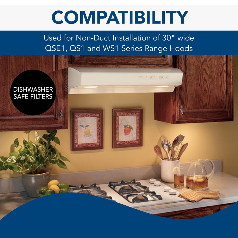 Broan-NuTone BPS1FA30 Aluminum QS1 Series Range Hoods, Kitchen Exhaust Grease Filter, 2 Count (Pack of 1), Grey, 2 Set 11.8" x 14.3" x 0.4"