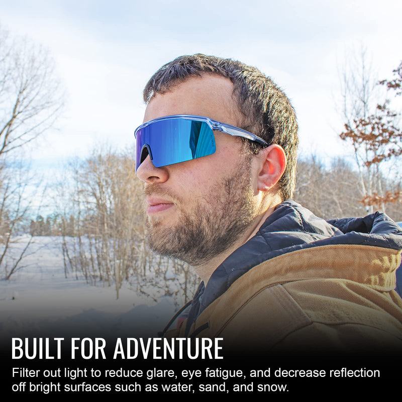 Global Glove Walleye Safety Glasses with Polarized Lens - Protective Eyewear with Performance Fog Technology for Enhanced Vision and Eye Safety Red Mirror, Crystal Red