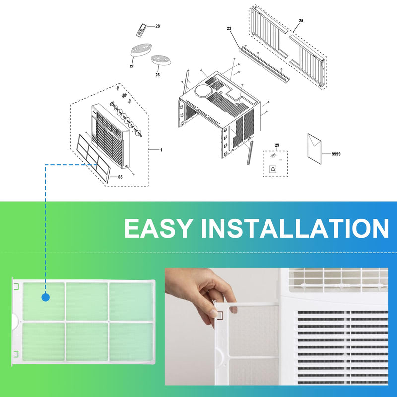WJ85X21746 for GE Air Conditioner Filter Window AC Air Filter Replacement 2 PCS WJ85X21746 for GE Air Conditioner Filter Window AC Air Filter Replacement