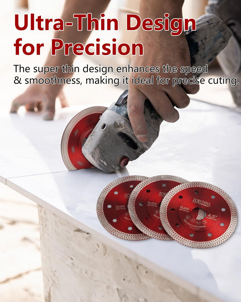 5Pcs Diamond Saw Blades, 4-1/2" Tile Grinder Cutting Blade for Angle Grinder Tile, Super Thin Indestructible Disc for Grinder for Cutting Porcelain Ceramic Granite Marble Tile. 4.5" 5