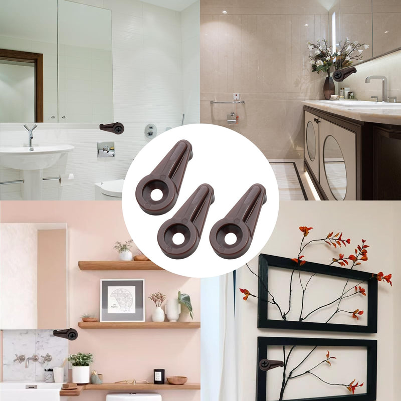 50 Pack Brown Glass Retainer Clips，Versatile Clips for Windows, Mirrors, Cabinet Doors, and More， Securely Hold Screens and Glass Panels（Includes Black Screws）