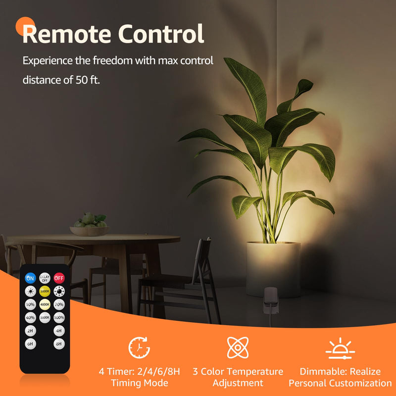3W Uplighting Indoor LED Spot Lights Indoor with Timer 3000K/4000K/5000K Floor Spotlight Indoor Uplights Dimmable Plug in Up Lights Indoor Spotlight for Plants Picture Artwork, 2 Pack