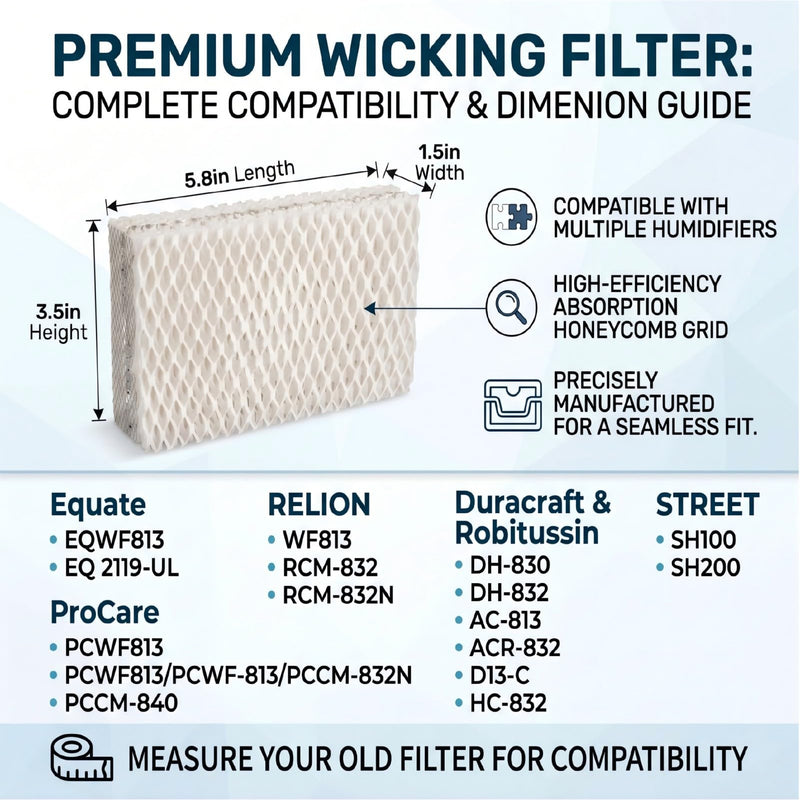 EQWF813 Humidifier Filter Replacement, 6-Pack for WF813 and RCM-832