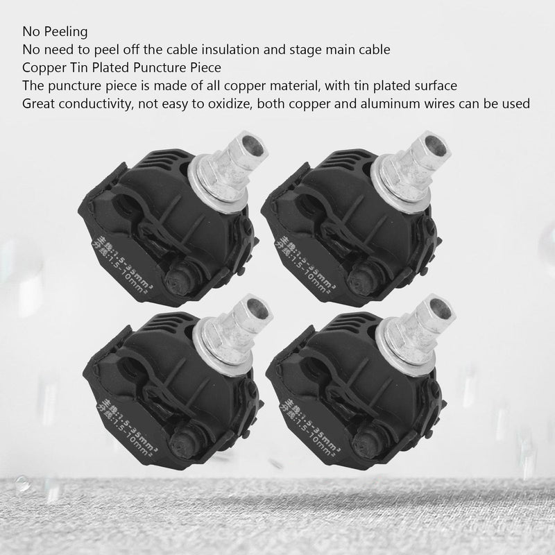 5 Pcs Insulation Piercing Connector 1KV No Peeling Piercing Clamp High Low Voltage Cable Splitter (Black-1) black-1