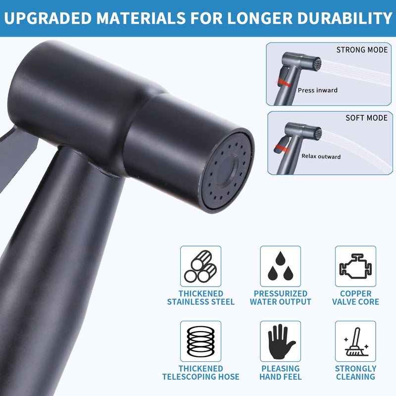 Handheld Toilet Bidet Sprayer for Toilet, Muslim Shower Bidet Toilet Hose Sprayer Kit, Jet Spray Bidet Attachment Connected to Faucet for Cloth Diaper Care and Feminine Wash (Black) Black