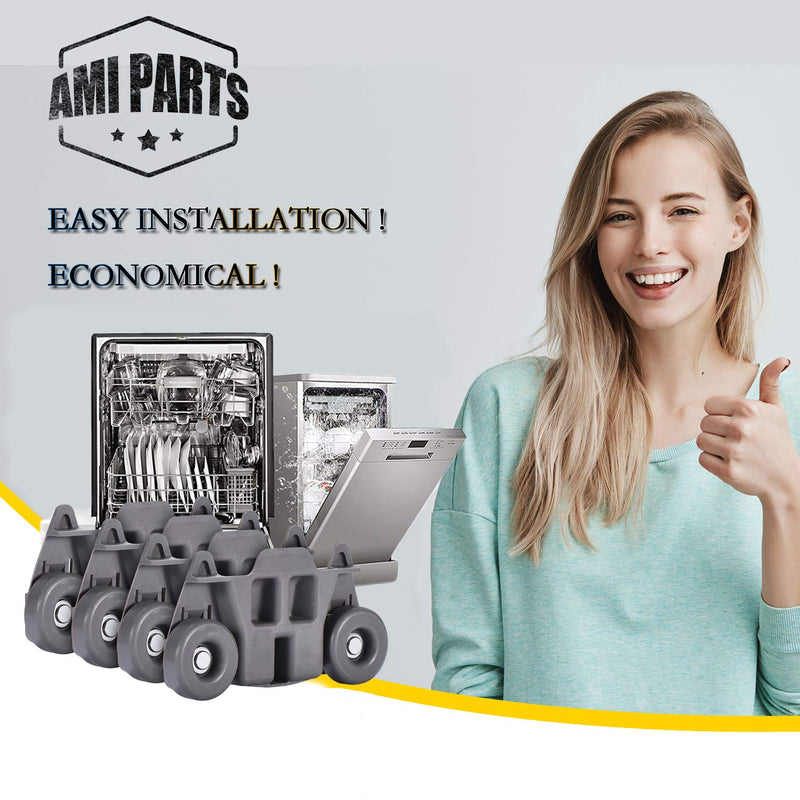 W10195416V W10195416 Dishwasher Wheels Lower Rack Metal shaft Parts by AMI PARTS, Fit for Kitchen-aid Whirl-pool May-tag Ken-more Dishwasher Rack Parts, Replaces 4245021 AP4567523 EAP11722152(4 Pcs) height：2.88in