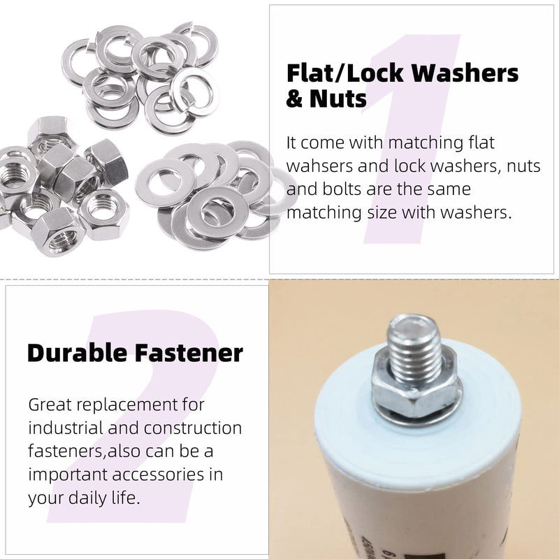 Swpeet 90Pcs SAE 304 Stainless Steel 5/16-18" Hex Nuts and #5/16 Flat Washers with #5/16 Split Lock Washers Assortment Kit, Coarse Thread Hexagon Nut for Home Automotive Shop Use #5/16-18 Hex Nuts & Washers