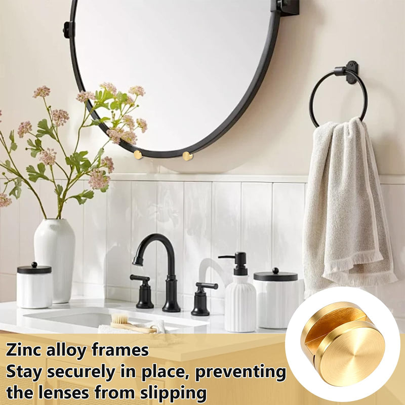 8PCS Frameless Mirror Mounting Hardware Kit 5-12mm Thick Glass Clamps Brass Mirror Glass Hanging Bracket Mirror Mounting Clips for Wall Bathroom Dresser