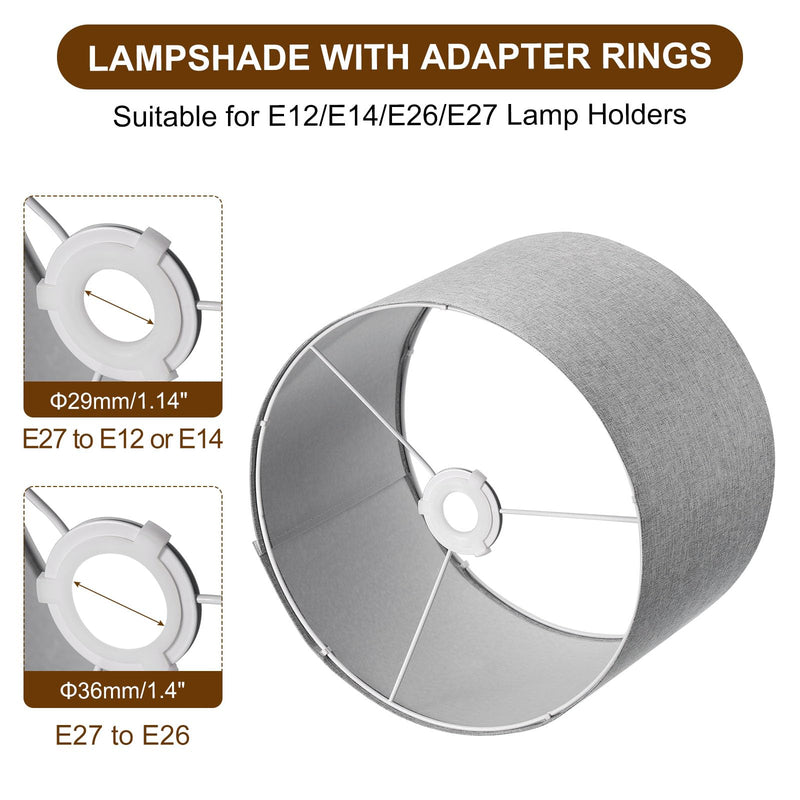 PATIKIL Drum Lamp Shades for Table Lamps 12"x12"x8" Linen Lampshade Easy Assembly Lamp Shade with E27 to E26/E14 Adapters for Floor Lamps Bedside Lamps Pendant Lights, Cream (1.65" Spider) 1