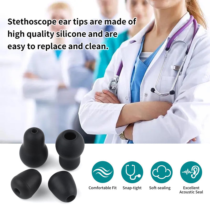 4 Pcs Small/Medium Stethoscope Ear Tips Replacement for Littmann Stethoscopes - Compatible with Littman Ear Tips Replacement, Stethoscope Ear Pieces, Cardiology IV Parts & Littmann Stethoscope Parts