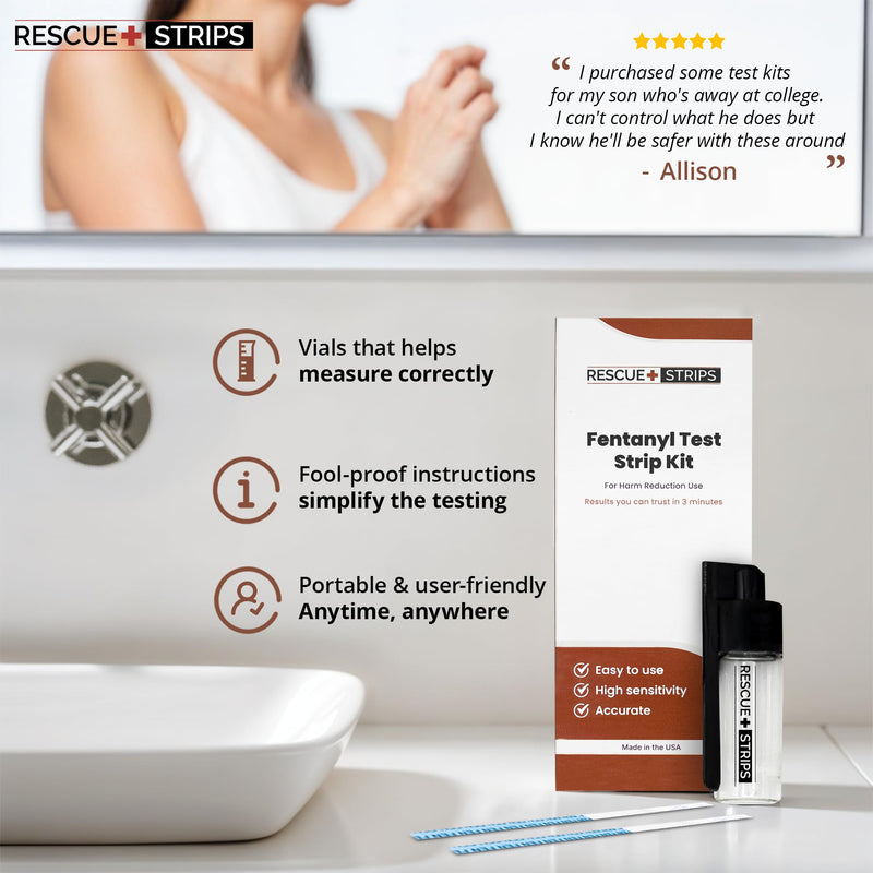 Rescue Strips Fentanyl Test Strips Kit I 5-Pack for Quick and Reliable Detection Drug Test Strips for Liquids, Powders, Pills, Urine I Tested at University of Notre Dame