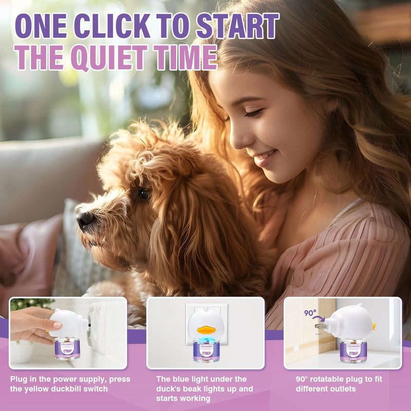 Dog Pheromones Calming Diffuser 3 in 1 Advanced Kit Appeasing Pheromone Diffuser to Calm Pet (1 Plug in+2x48ml Refill) for Anxiety Relieve Relief Reduce Aggression Fighting Stress (Tasteless) Tasteless