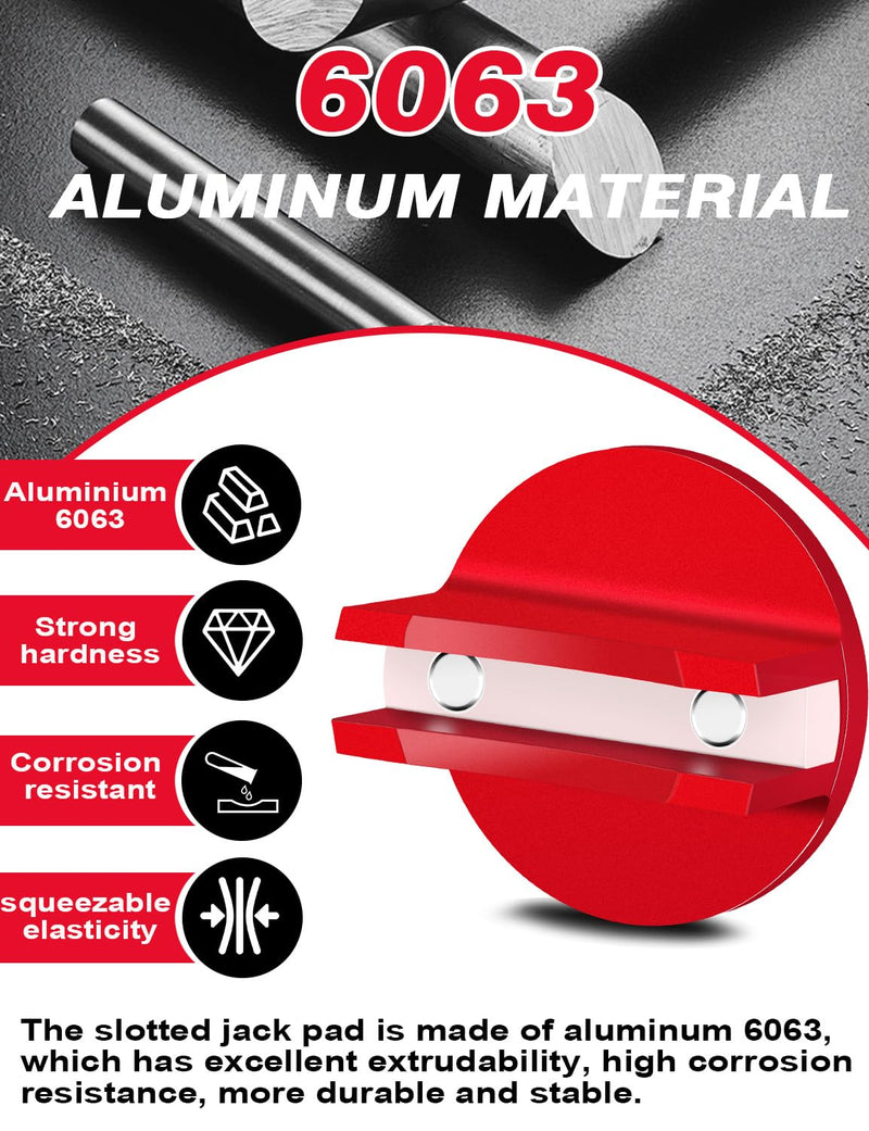 Magnetic Jack Pad Aluminum Slotted Pad Pick Universal Pinch Weld Adapter Compatible with Sub-Frame Vehicle Floor Jack- 1pc, Red 1 PACK-Red
