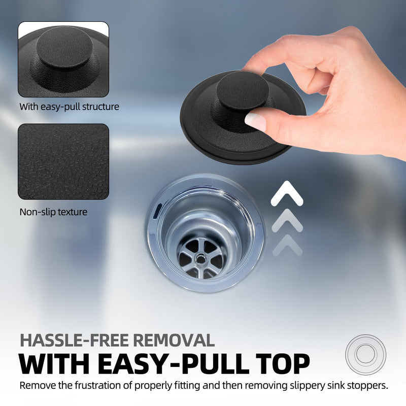 (2 Pack) Exact Replacement for InSinkErator STP-PL/STPPL Black Rubber Sink Stopper for Garbage Disposal – Compatible with Standard 3-1/2" Drains from Kohler, Waste King, Whirlpool, and More Black Sink Stopper Plastic