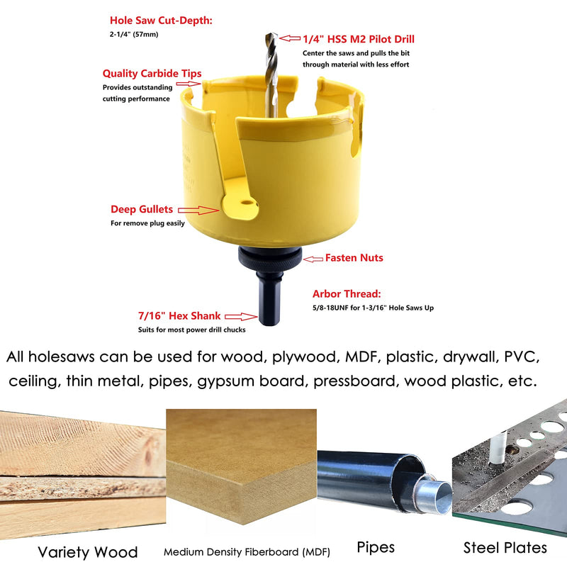 MaxTool 4" TCT Hole Saw 102mm Carbide Tip Holesaw 2.25" Deep with 5/8-18 Thread for Cutting Asphalt Brick Concrete MDF Tough Material; CT00Y57R400E