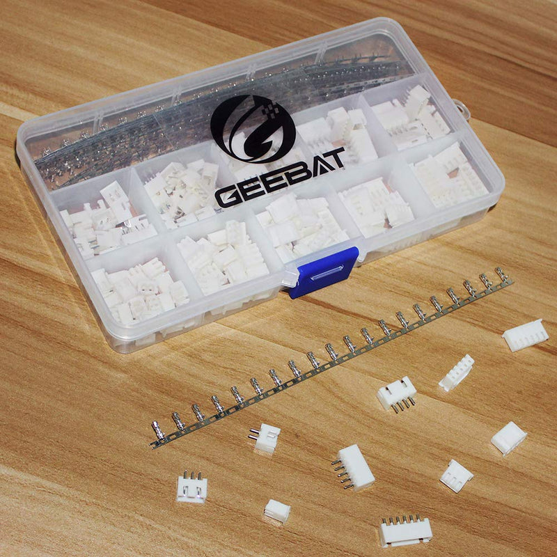 GeeBat 460pcs 2.54mm JST-XH Connector Kit with 2.54mm Female Pin Header and 2/3 / 4/5 / 6 Pin Housing Connector Adapter Plug (JST Connector Kit)
