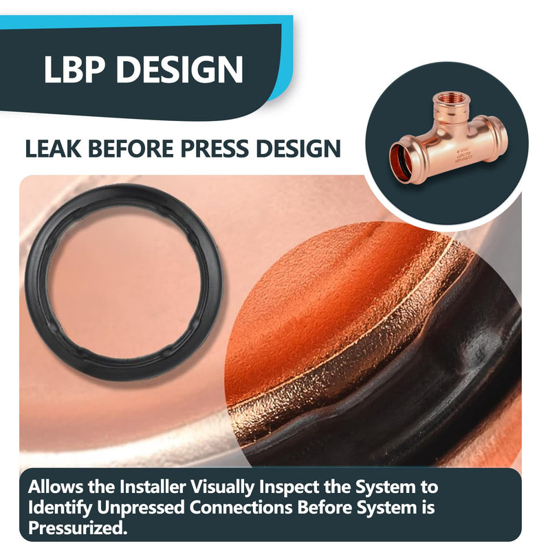 1Pack Seelink Press Copper Female Tee, 1"P x 1"P x 3/4"FPT(PRESS081-1)