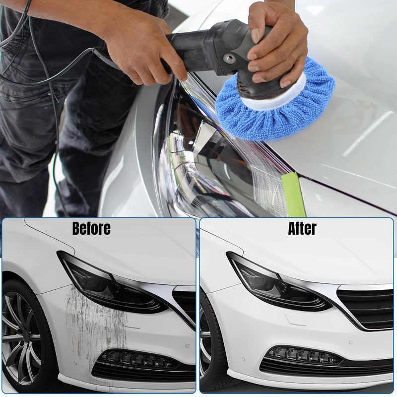 Tallew 60 Pcs Car Orbital Buffer Polisher Pad Bonnets 5-6 Inch Microfiber Polishing Bonnets Pads for Car Waxing Polishing (Blue) Blue