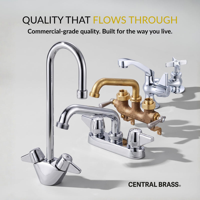 Central Brass 466 Two Handle Laundry Faucet Commercial Quality Wall Mount Easy Installation
