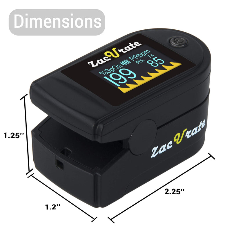 Zacurate 500C Elite Fingertip Pulse Oximeter Blood Oxygen Saturation Monitor with Silicon Cover, Batteries and Lanyard (Mystic Black) Mystic Black - OLED