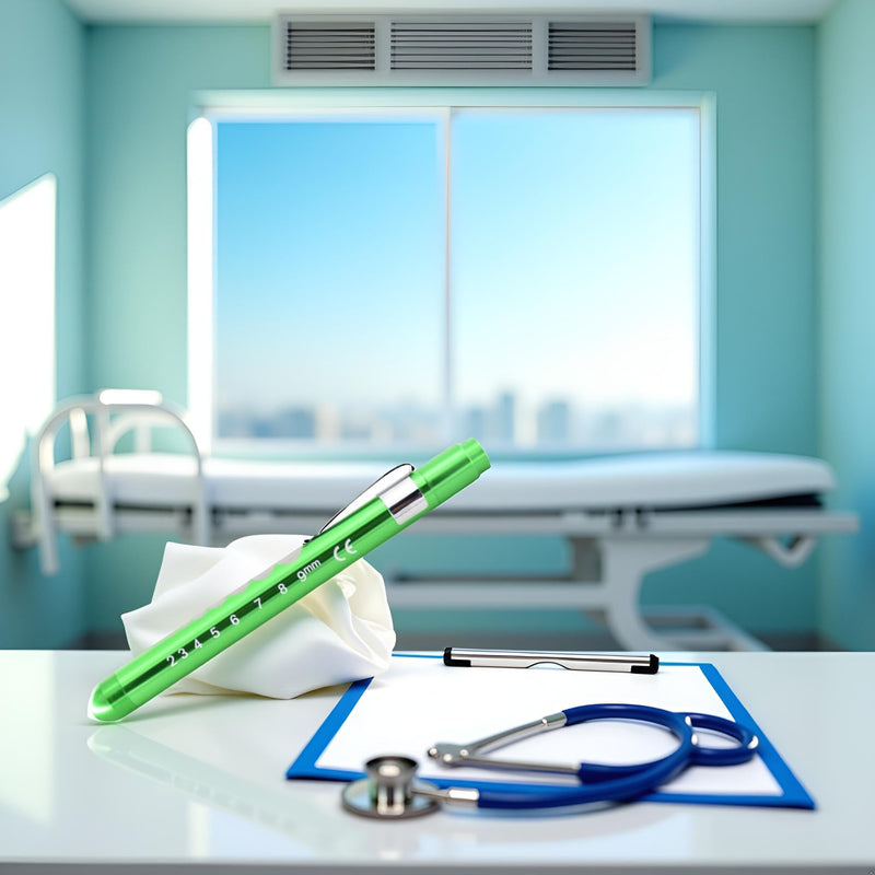 Green Pen Light with Pupil Gauge LED Penlight for Nurses Doctors, Reusable Medical Penlight for Nursing Students Doctors Medical Pen Lights Diagnostics and Screening Professional Medical Supplies