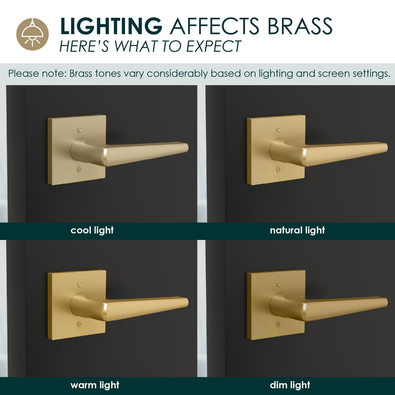 Mega Handles Schein Privacy Door Handle - 1 Pack Interior Reversible Gold Door Handle, Heavy Duty Bed & Bath Door Handles with Privacy Door Lock, Fits All Standard Doors - Satin Brass