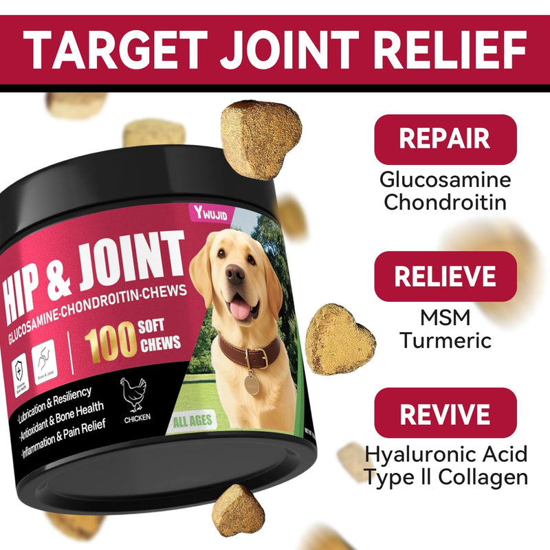 Hip and Joint Supplement for Dogs, Advanced Glucosamine for Dogs Vet-Formulated with Chondroitin, Msm,Omega 3, Pet Joint Health Support Mobility for All Puppy, Adult & Large Breed & Senior Dog