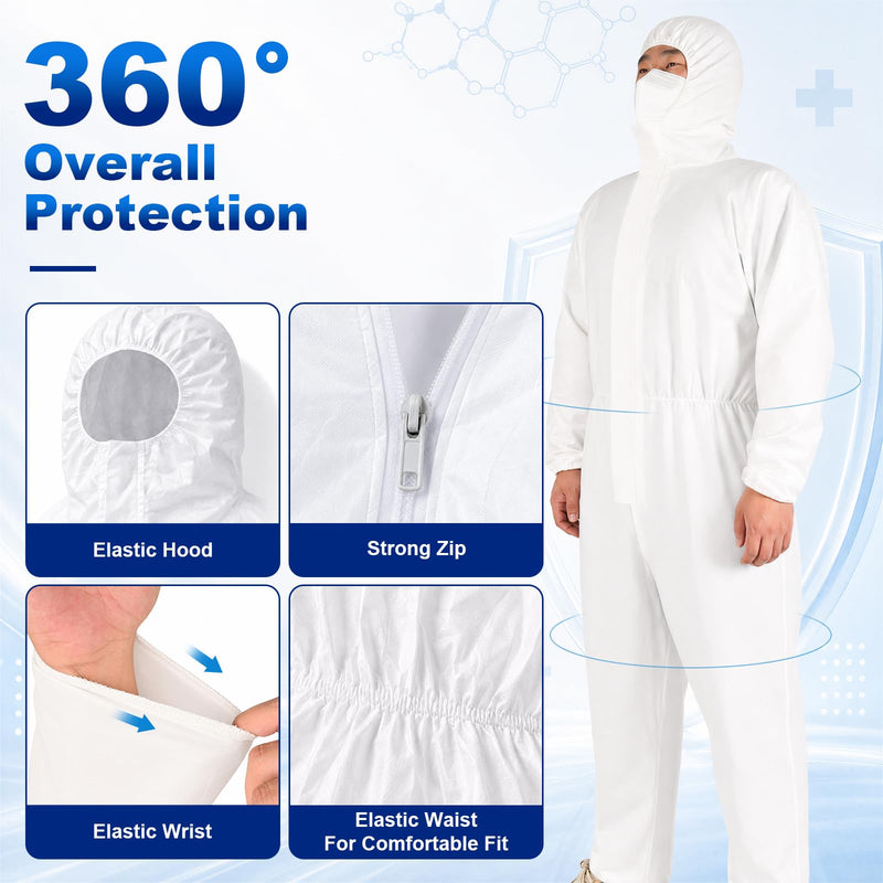 5 Pack Hazmat Paint Suits,Disposable Protective Coveralls for Men Large