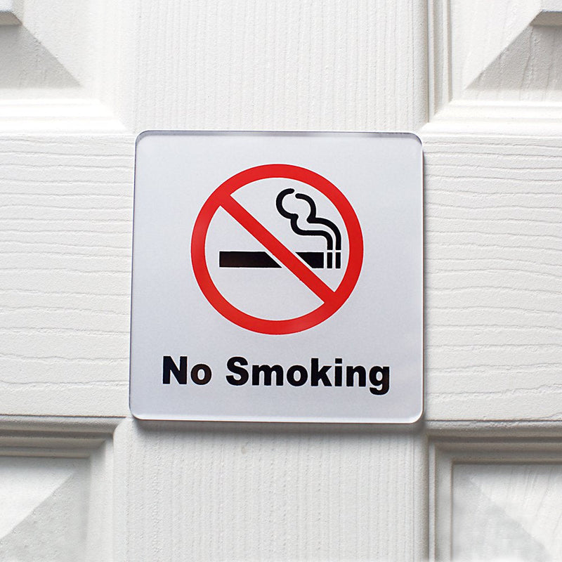 (2 Pack) No Smoking Sign 4x4'' (Acrylic-Classic) with 3M Self Adhesive; Rust Free; For Car, Business, Indoor, or Outdoor Use 2
