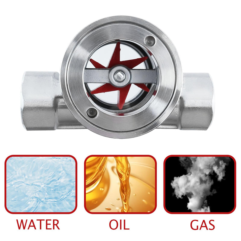 Antrader 3/4"NPT Female 304 Stainless Window Sight Glass Flow Indicator | Water Flow Indicator with Plastic Impeller for Agriculture,Residential Water Supply,Industrial DN20-3/4"