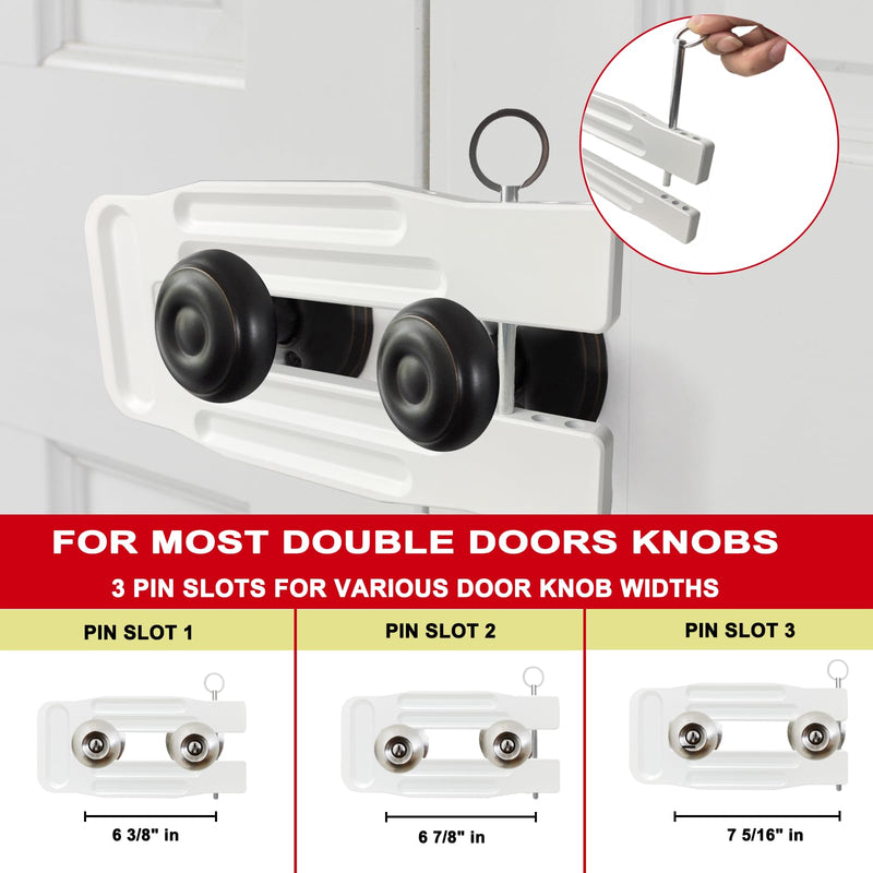 French Door Lock Childproof | Adjustable Double Door Reinforcement Lock for French Doors Home Security | Add High Security to Prevent Home Unauthorized Entry | Unibody Aluminum Construction White