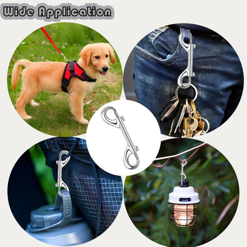 5 PCS Double Ended Snaps, 3.5 Inch Zinc Alloy Trigger Bolt Snaps Hooks, Silver Double Ended Metal Clips for Pet Dog Leash, Water Bucket, Carabiner, Key Holder, Home Use