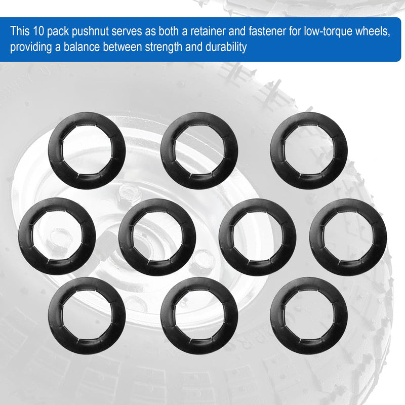 Push Nuts for Dolly Wheel Lock Washers, Hard-to-Find Spring Steel Push-On Pushnuts Fits 5/8" Dolly Axle Rods for Most Dolly Axle Rods, Wheel Replacements Parts with Oiled Phosphate Finish, 10 Pack