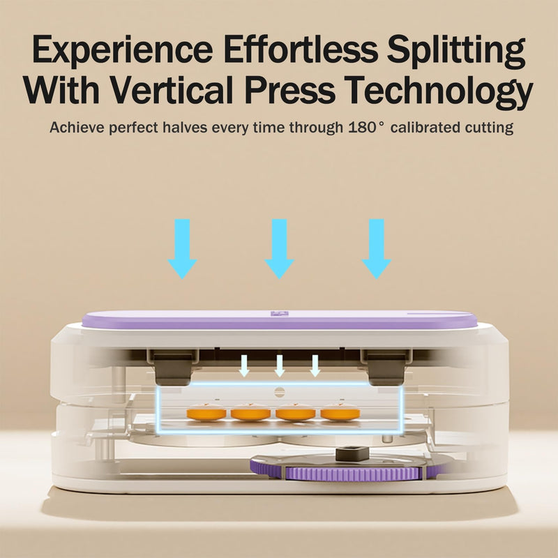 Multiple Pill Cutter - Pill Cutter Splitter for Small Tiny Large Pills Professional | Vertical Press-Down Cutting & Adjustable | Sturdy Blade & Guard | Includes Cleaning Brush (Purple) Purple
