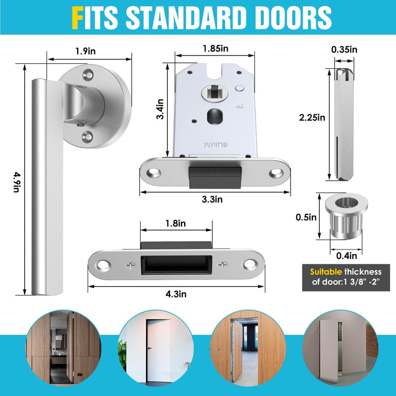 Magnetic Auto-Lock Invisible Door Lock,Hidden Handle,Mini Keyhole, Single-Sided Hidden Design,Aluminum Alloy for Invisible Doors/Bookshelf Doors/Secret Rooms (1, Silver) 1