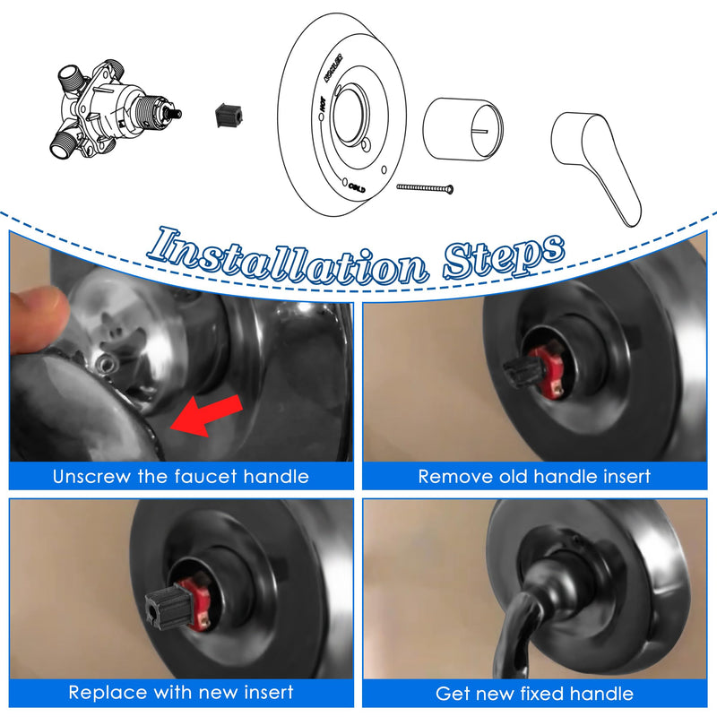 Dreyoo 10 Pcs Shower Faucet Handle Insert Compatible with Kohler, 1.5cm x 1.4cm x 1.2cm Shower Handle Parts Compatible with Kohler 1060514, Nickel Chrome Plated, Easy to Install - NewNest Australia