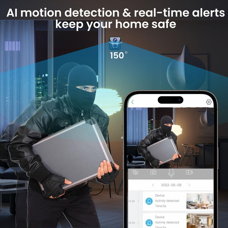 2025 Upgraded Spy Camera-Hidden Camera-4K HD WiFi Camera, Clear Night Vision, Wireless Security Camera, 100 Days Battery Life, Nanny Camera, Indoor Camera for Pet/Baby,AI Motion Detection