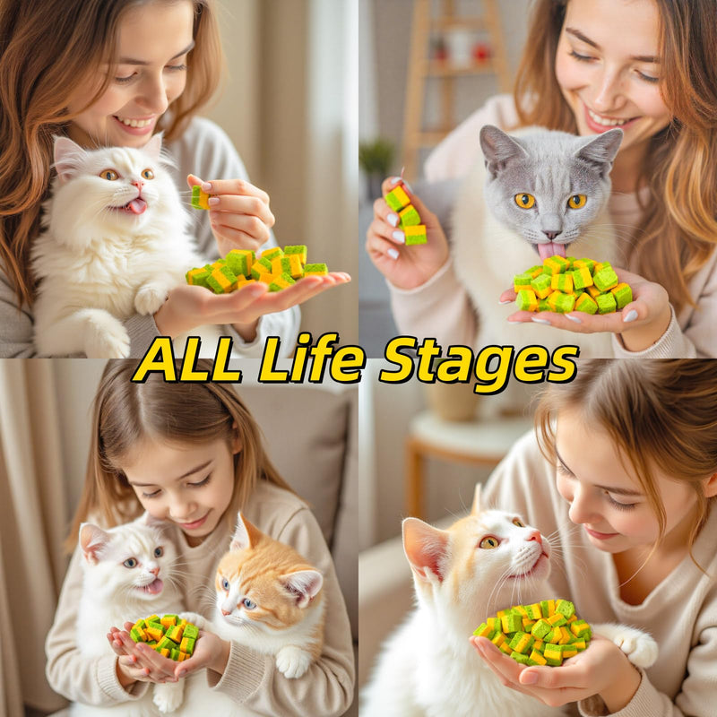 Cats Toy Kitten Grass Treats 260g/9.17oz Freeze Dried 2 in 1 Fish Oil Cat Chew Stick Pellet for Hairball Removal Kitty Catnip Snack Chicken Flavor for Cleaning Teeth & Dental Care Food Indoor
