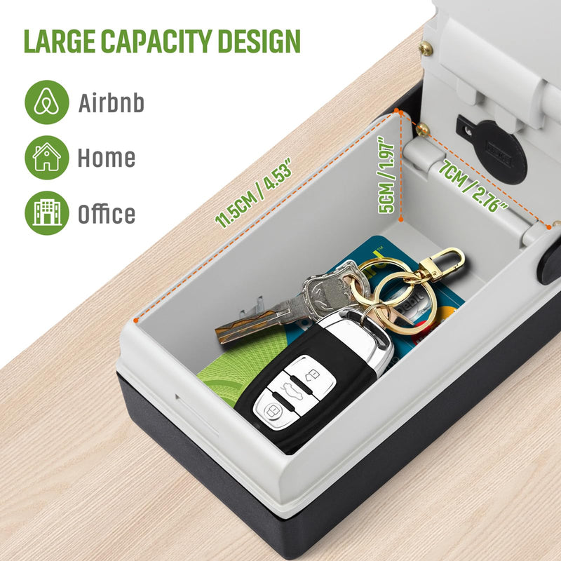 Key Lock Box for Outside with Light Up Dials - Sturdy Waterproof Combination Key Holder Wall Mount Key Storage Box for House Keys - Resettable Code Safe Security Outdoor Key Hiders Large Capacity